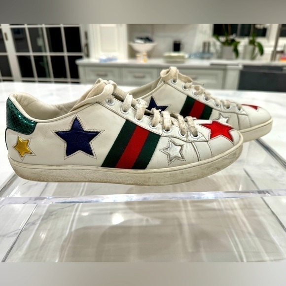 GUCCI ACE metallic star leather size IT 37.5 - Picture 1 of 12